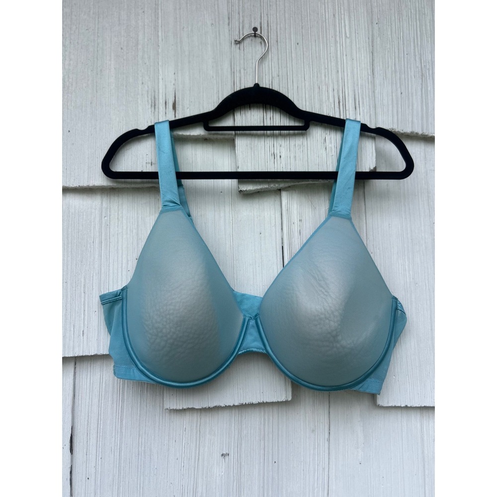 Boutique+ Womens 44D Full Figure Underwire Bra Teal Blue Lace Mesh Full Coverage